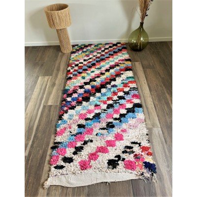 Tapis berbère Boucherouite de couloir colorés