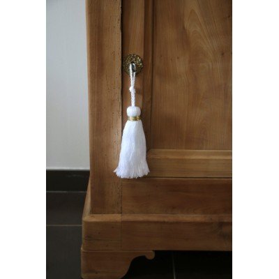 Pompon blanc et lurex doré Pompon blanc et lurex doré