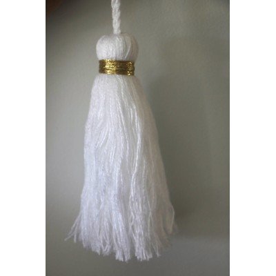 Pompon blanc et lurex doré Pompon blanc et lurex doré
